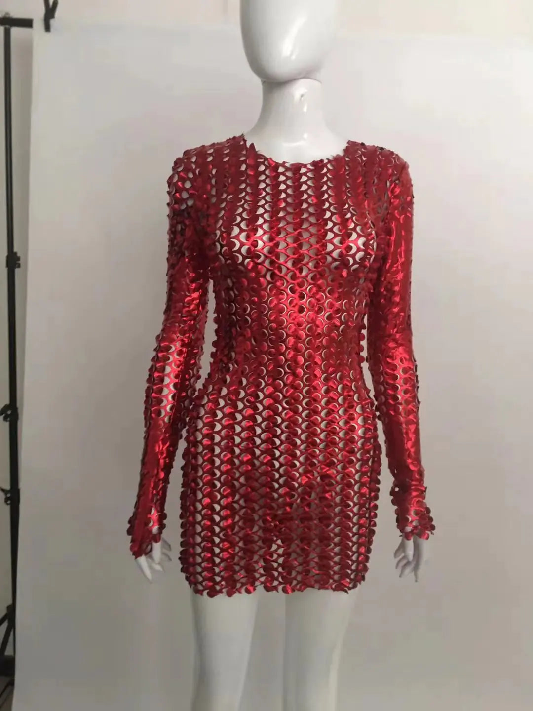 A20675D Women's Spring Hollow Long Sleeve Bodycon Dress