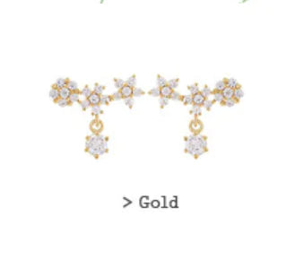 Diamond-Studded Snowflake Earrings, Elegant Design
