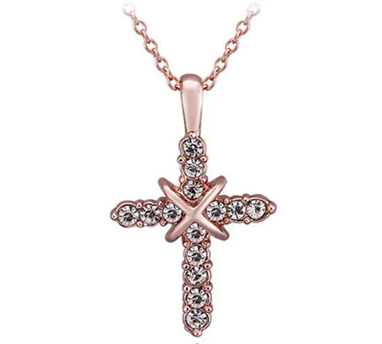 Diamond Cross Necklace with Clavicle Chain