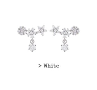 Diamond-Studded Snowflake Earrings, Elegant Design