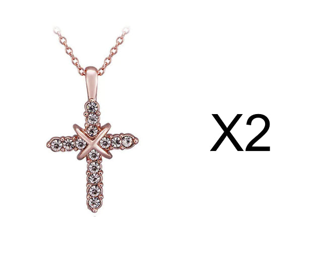 Diamond Cross Necklace with Clavicle Chain