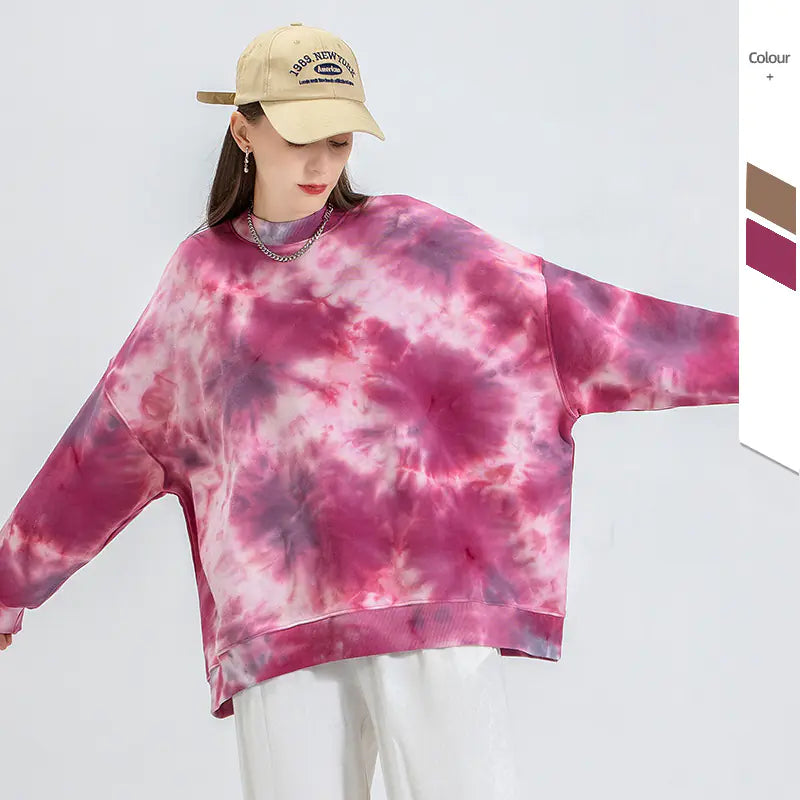 Women’s Oversized Printed Long Sleeve Sports Sweatshirt