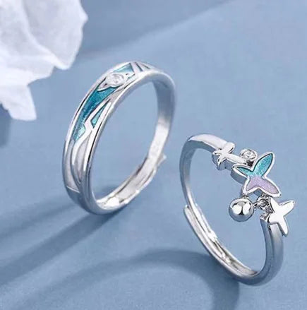 Aurora Ring Set - Original Design Silver Couple Rings