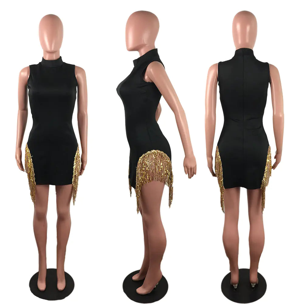 Fashionable Women's Sequined Fringe Mini Skirt