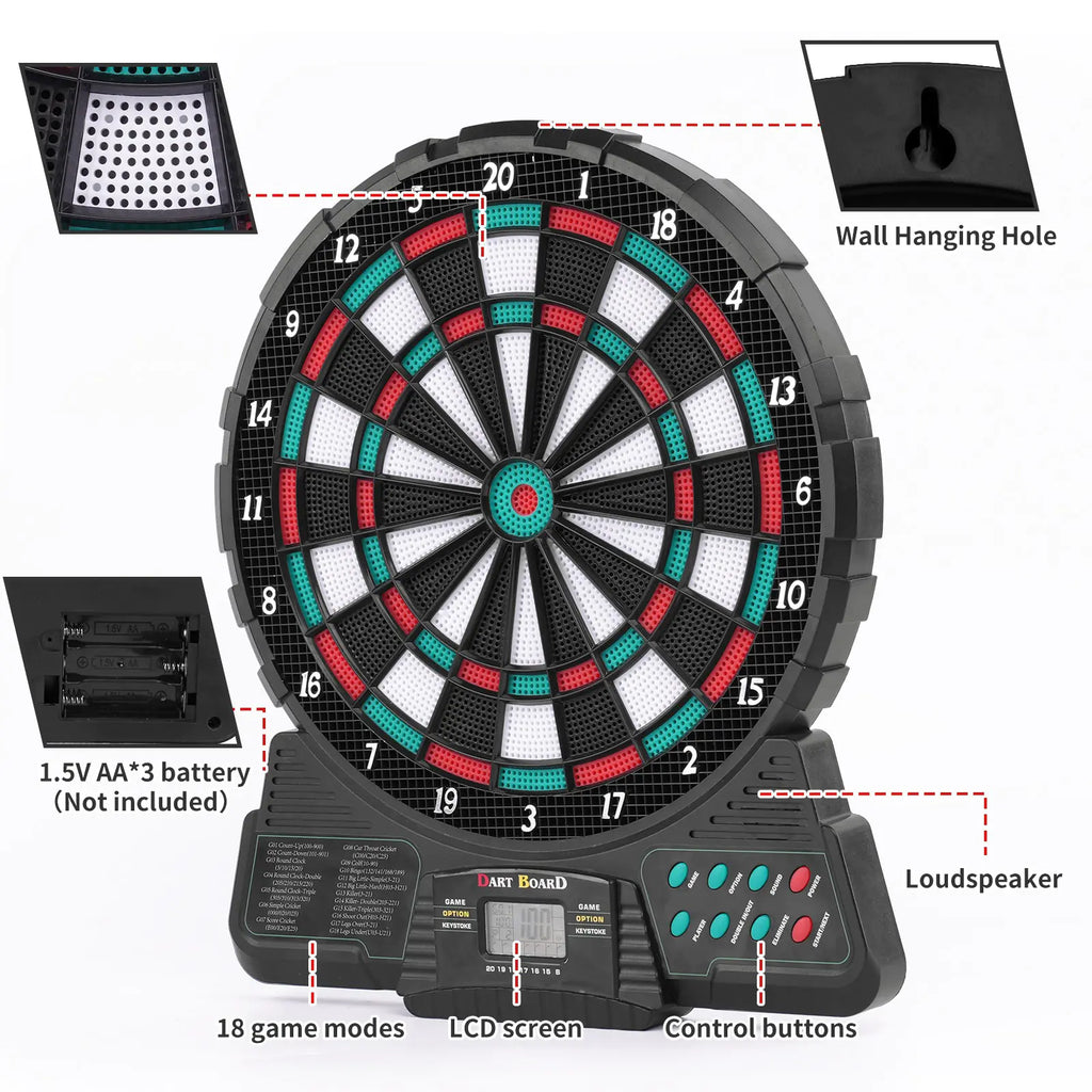 12-Inch Electronic Dartboard Set with Voice Scoring