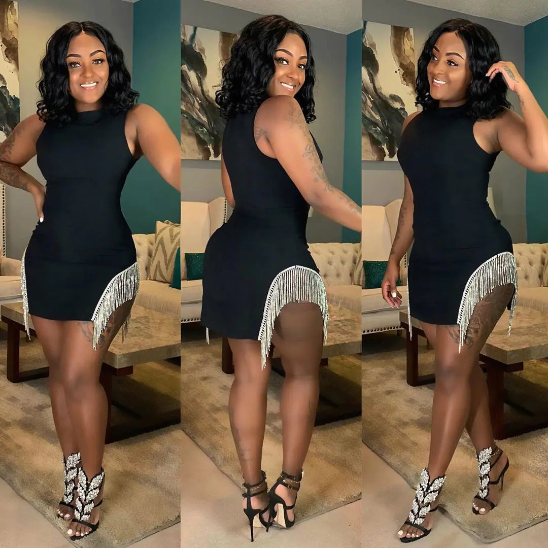 Fashionable Women's Sequined Fringe Mini Skirt