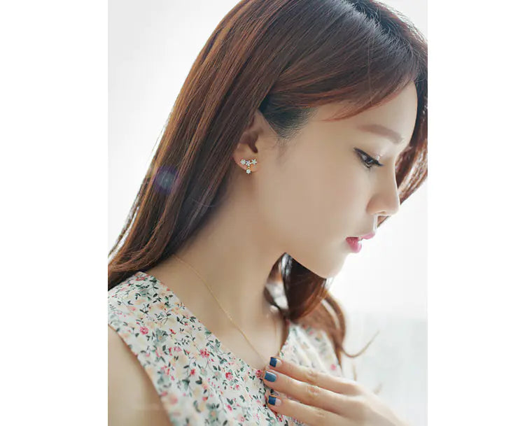 Diamond-Studded Snowflake Earrings, Elegant Design