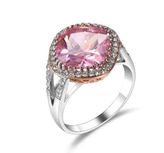 Crystal Heart Shaped Wedding Ring for Women in Silver