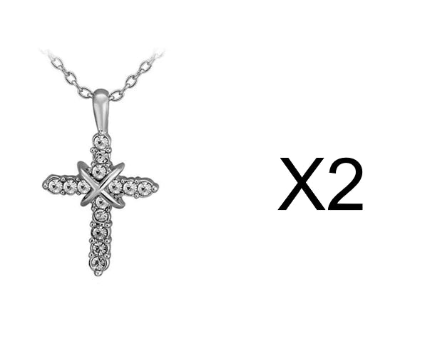 Diamond Cross Necklace with Clavicle Chain