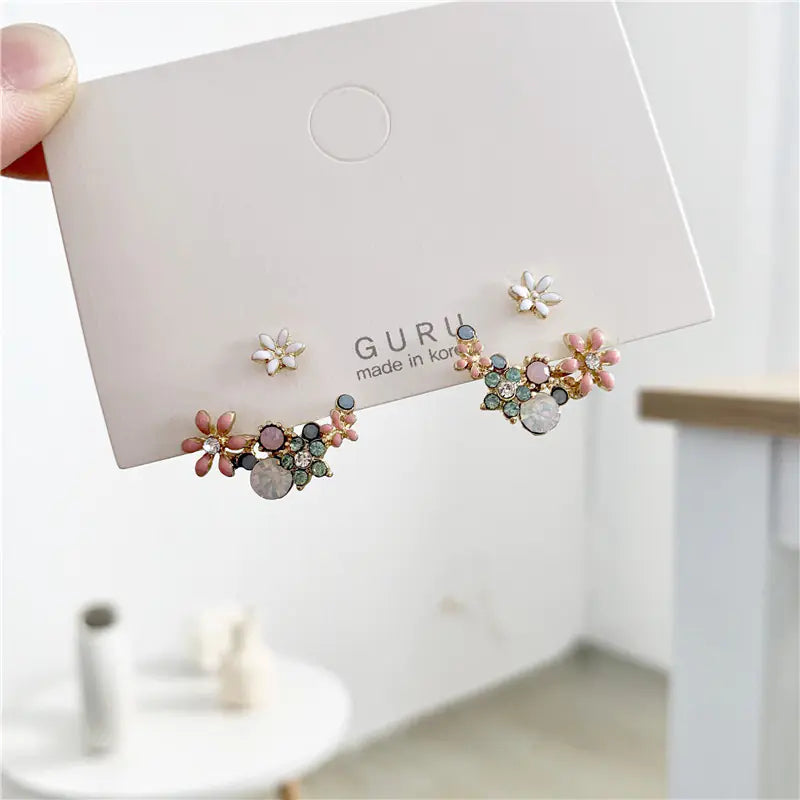 Floral Stud Earrings with Petal Design