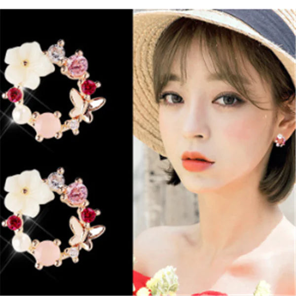 Floral Stud Earrings with Petal Design