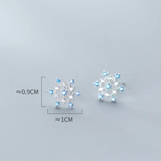 S925 Silver Snowflake Earrings with Diamonds