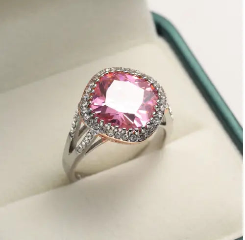 Crystal Heart Shaped Wedding Ring for Women in Silver