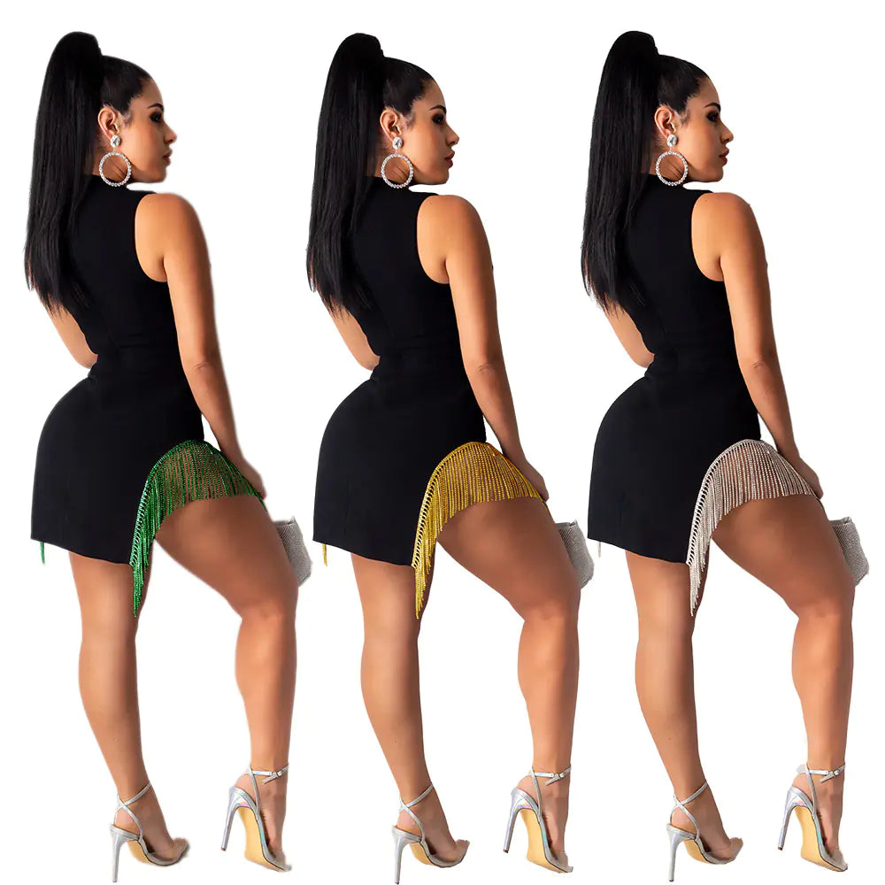 Fashionable Women's Sequined Fringe Mini Skirt